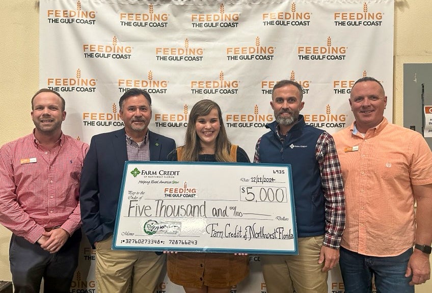 From L to R: Kyle Schoolar, Feeding the Gulf Coast, Mike Digmon, Farm Credit of Northwest Florida, Anna Goretski, Feeding the Gulf Coast, Daniel Neely, Farm Credit of Northwest Florida & Rodney Wilson, Feeding the Gulf Coast