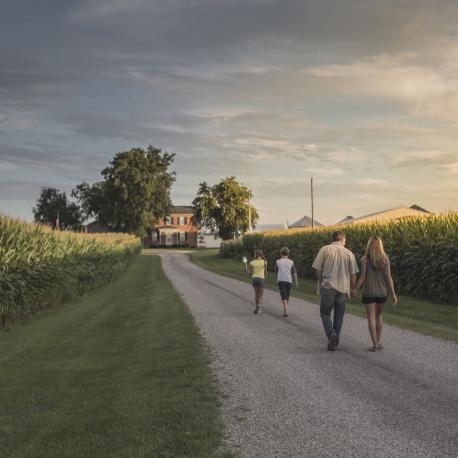 Family walking away